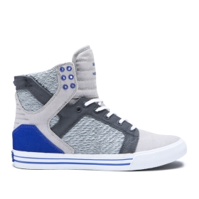 Supra SKYTOP Høye Sneakers Dame Grå/Kongeblå/Hvite | NO-96718